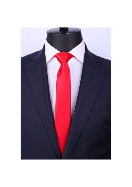 Kırmızı Slim Düz Saten Kravat Sk5030