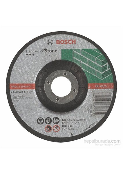 - Standard Seri Taş İçin Bombeli Kesme Diski (Taş) - C 30 S Bf, 125 Mm, 22,23 Mm, 2,5 Mm