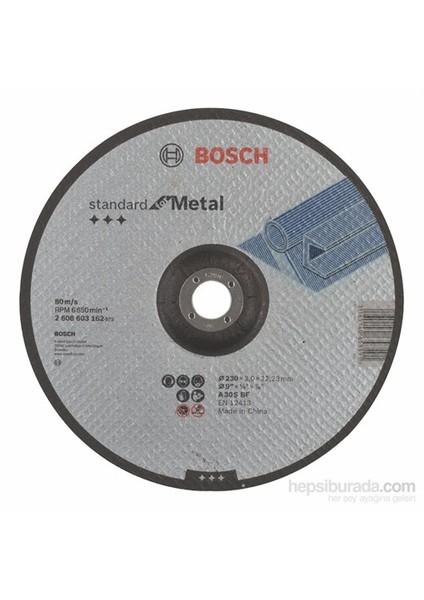 - Standard Seri Metal İçin Bombeli Kesme Diski (Taş) - A 30 S Bf, 230 Mm, 22,23 Mm, 3,0 Mm