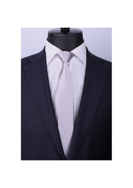 Açık Gri Saten Slim Kravat Sk5312