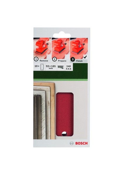 - Black&Decker İçin Titreşimli Zımpara Kağıdı 10'Lu, 93 X 185 Mm 240 Kum 8 Delik