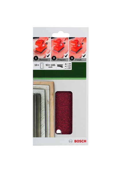 - Black&Decker İçin Titreşimli Zımpara Kağıdı 10'Lu Set, 93 X 185 Mm 60/120/180 Kum 8 Delik