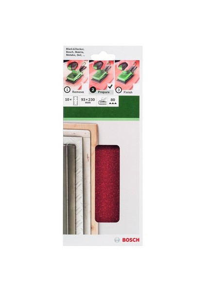 - Titreşimli Zımpara Kağıdı 10'Lu, 93 X 230 Mm 80 Kum 8 Delik