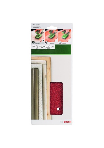 - Titreşimli Zımpara Kağıdı 10'Lu, 115 X 280 Mm 40 Kum 14 Delik