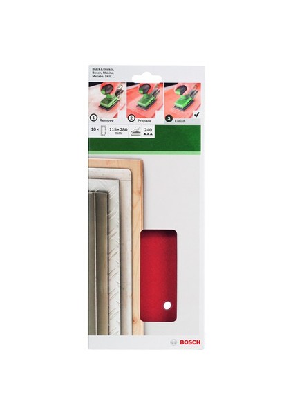 - Titreşimli Zımpara Kağıdı 10'Lu, 115 X 280 Mm 240 Kum 14 Delik