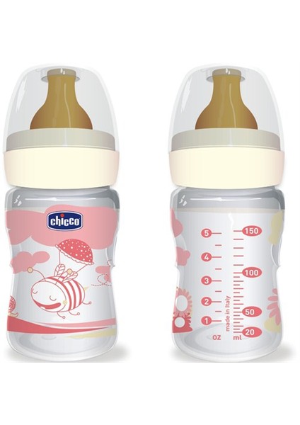 Sağlıklı Beslenme PP. 150ML Kauçuk Biberon 0 m+ %0 BPA (Pembe)