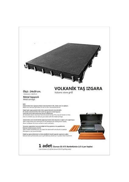 Volkanik Taş Izgara   24  X 39 Cm