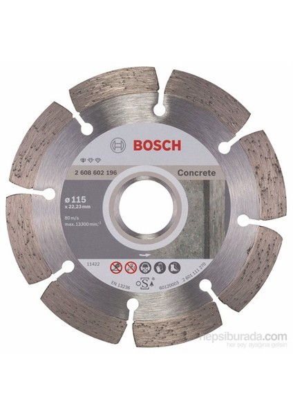 2608602196 Beton Zeminler İçin Elmas Testere 115 Mm fiyatları