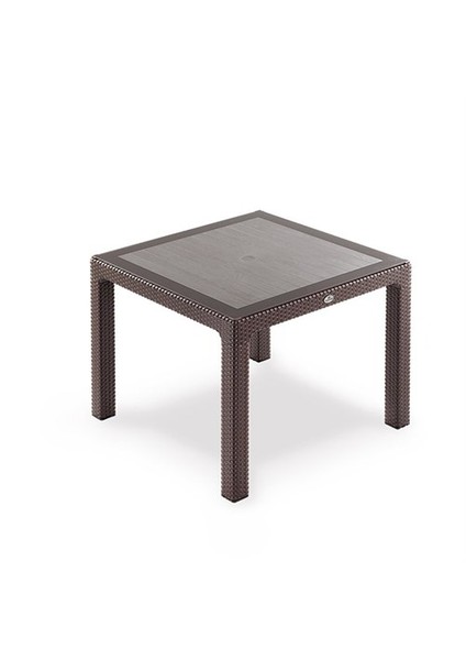 Classi 90X150cm Rattan Efektli Camlı Masa Takımı