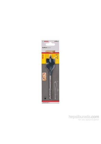 - Self Cut Speed Serisi Ahşap İçin Yaprak Matkap Ucu, Altıgen Şaftlı - 30 X 152 Mm