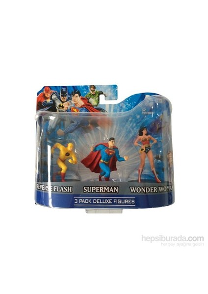 Dc Comics Superman Flash Wonder Woman 3'Lü Figür Seti