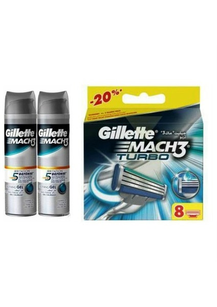 Mach3 Turbo Bıçak 8 Li Yedek + 400 Ml Jel