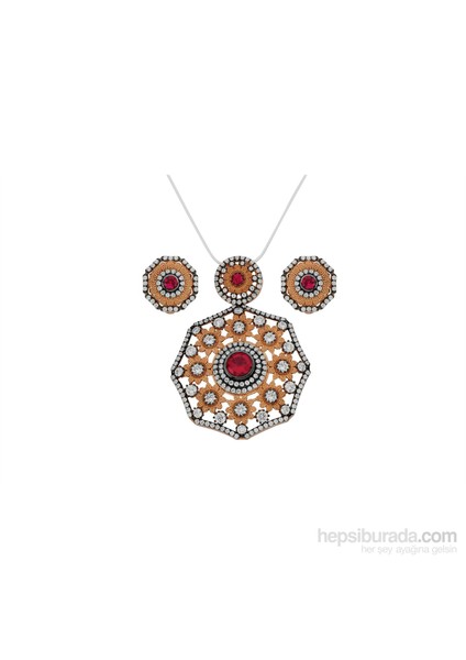 Zirkon Taşlı Rose Gümüş Set