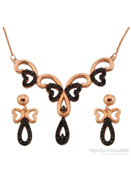 Siyah Taşlı Kelebek Set