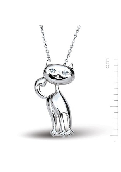 Altın Kaplamalı Gümüş Kedi Kolye (GK00104)