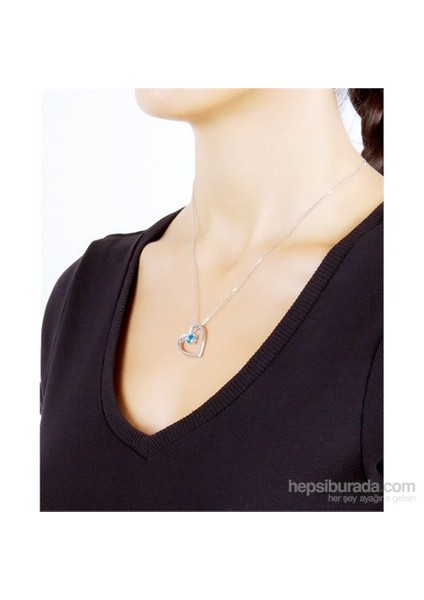 Altın Kaplamalı Gümüş Mavi Topaz 'Kalbim Sende' Kolye (GK00117) modelleri