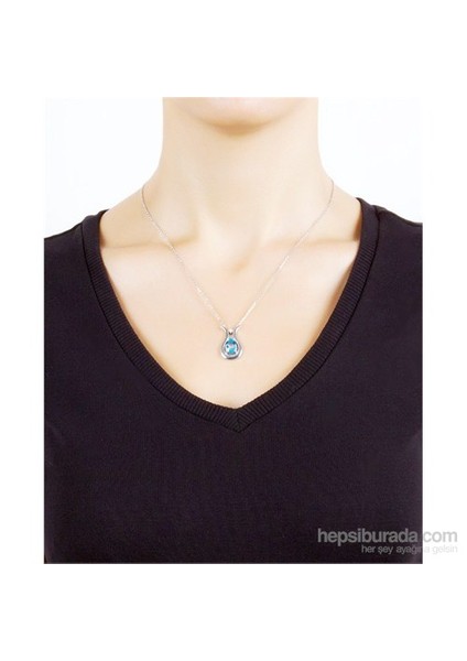 925 Ayar 4,3 Gr 0,06 Karat Pırlanta 2,7 Karat Mavi Topaz, Altın Kaplamalı Pırlanta Mavi Topaz 'Seni Seviyorum' Kolye (GK00118) fiyatları