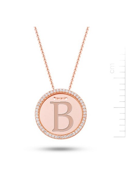 14 Ayar 3,74 Gr Rose Altın Taşlı Plaka Kolye (PP78105)