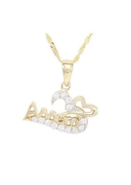 AltınSepeti Annem Yazılı Altın Kalp Kolye AS465KL