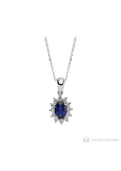 0.25 Karat Pırlanta Safir Kolye