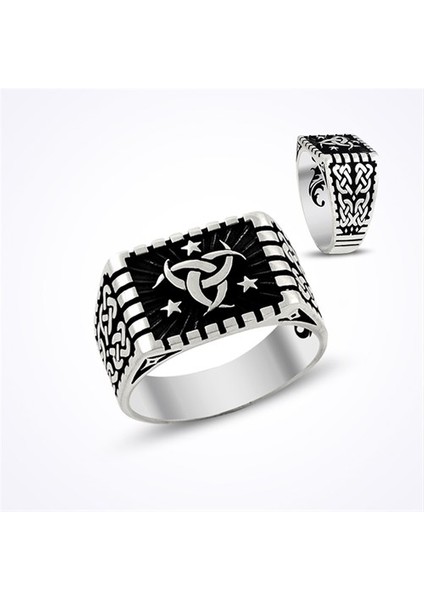 Teşkilat Mahsus Mit Logosu Taşsız Gümüş Erkek Yüzük