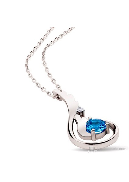 925 Ayar 4,56 Gr 0,02 Karat Pırlanta 1,02 Karat Mavi Topaz, Altın Kaplamalı Pırlanta Mavi Topaz Melek Kanadı Kolye (GPK0001) fiyatları