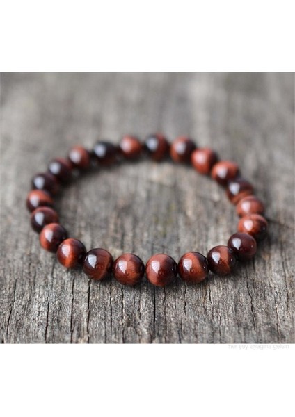 Gerçek Kızıl Kaplan Gözü Doğal Taş Bileklik