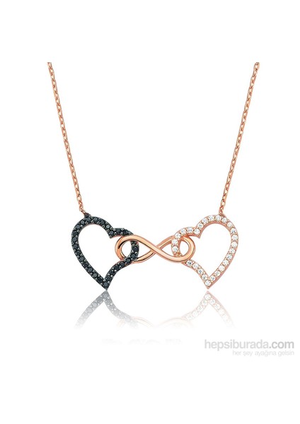 Tekbir Silver Gümüş Sonsuz İki Kalp Kolye