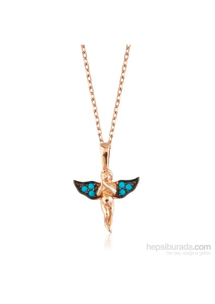 Bayan Lili Gümüş Firuze Taşlı Melek Kolye fiyatları