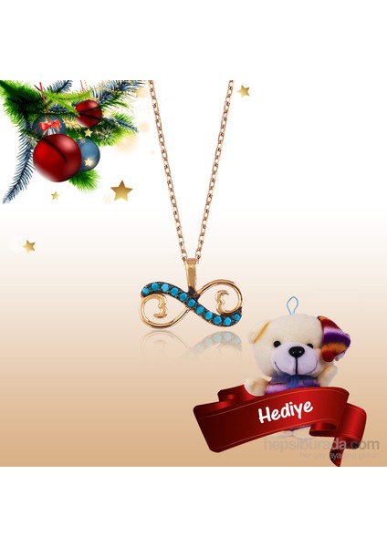 Bayan Lili Gümüş Firuze Taşlı Sonsuz Kalp Kolye