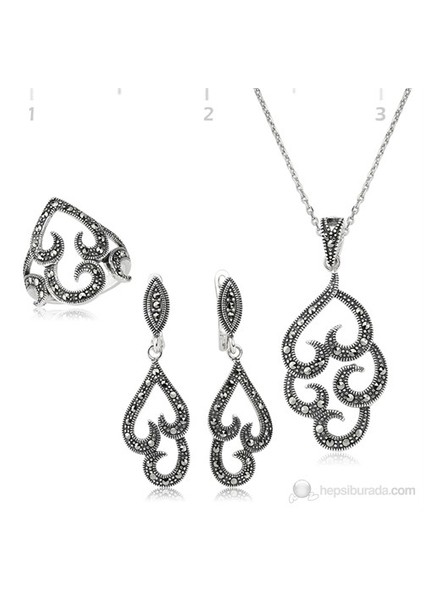 Tekbir Silver 925 Markazit Taşlı Set ST0970069