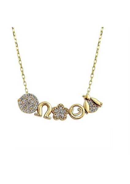 Altınsepeti Altın Şans Kolyesi Halka Nal Çiçek Vav Uğur Böceği As813kl