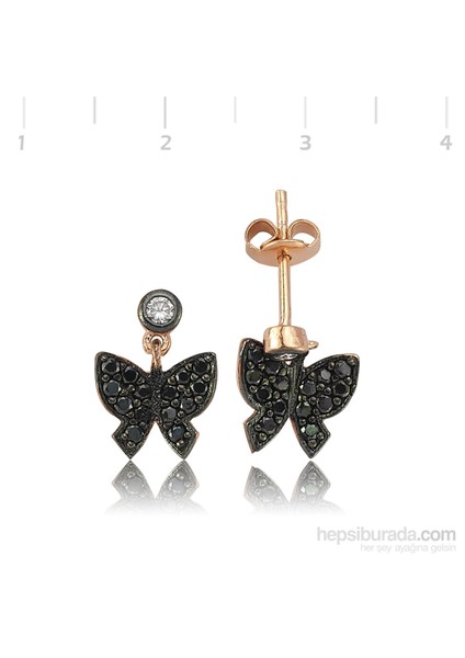 Gumush 925 Rose Kelebek Gümüş Küpe