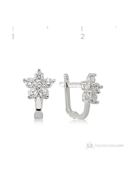 Bayan Lili Zirkon Taşlı Gümüş Çiçek Küpe