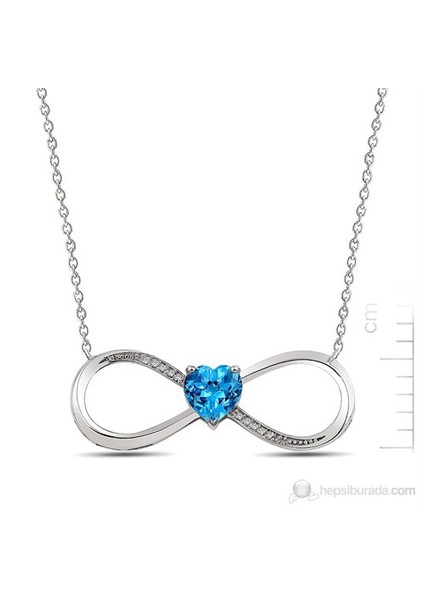 Altın Kaplamalı Mavi Topaz "Aşkımız Sonsuz" Pırlanta Kolye (Gpk0020)