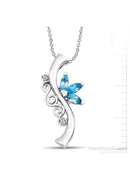 Pırlanta Yolculuk Mavi Topaz Kolye (GPK0040)