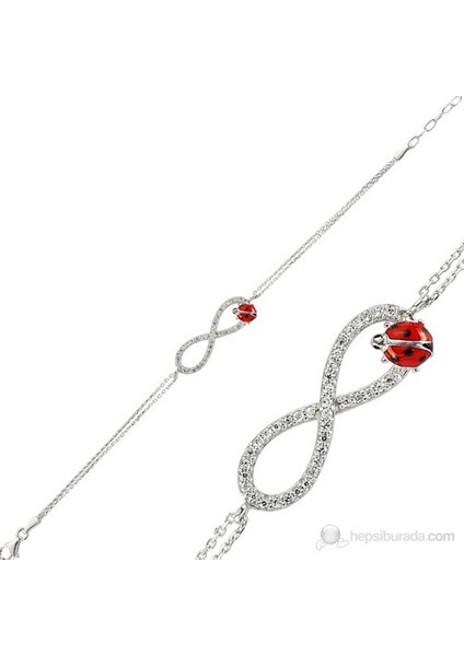 Bayan Lili Zirkon Taşlı Uğur böcekli Sonsuzluk Bileklik