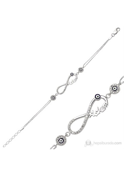 Gumush 925 Nazar Boncuklu Sonsuzluk Aşkım Bileklik Br0460131