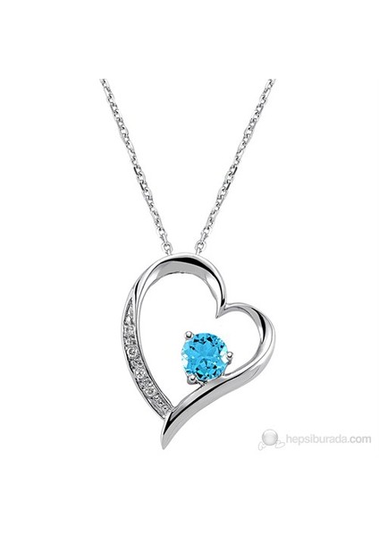 0.04 Karat Pırlanta 0.95 Karat Mavi Topaz Pırlanta Kalp Kolye GMY082 fiyatları