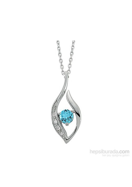 0.04 Karat 0.65 Karat Mavi Topaz Pırlanta Kolye GMY104