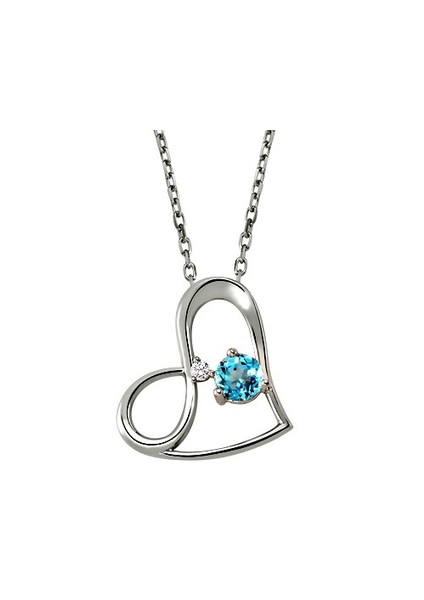 0.03 Karat 0.60 Karat Mavi Topaz Pırlanta Sonsuzluk Kalp Kolye Gmy133