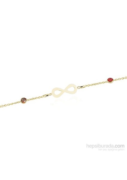 14 Ayar Altın Renkli Taşlı Sonsuzluk Bileklik