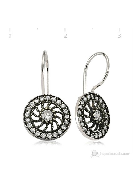 Bayan Lili Zirkon Taşlı Sallantılı Gümüş Küpe