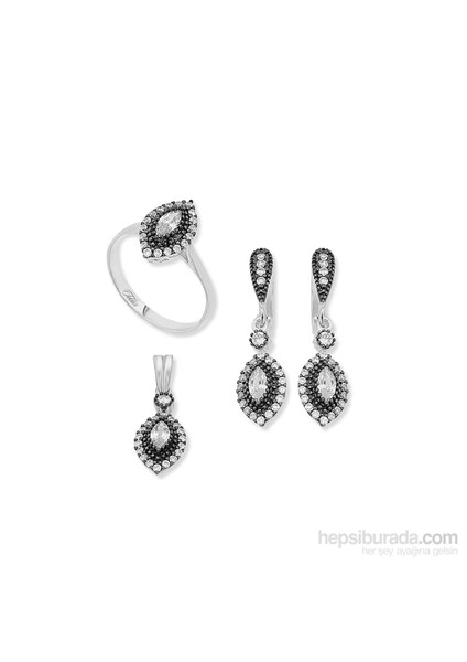 Gümüş Zirkon Taşlı Mekik Set 438225