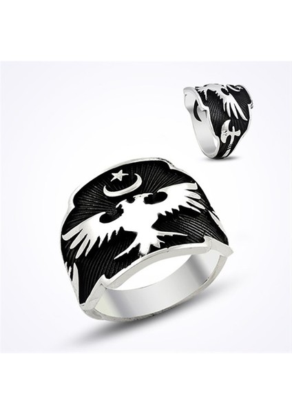 Arnavut Kartalı Gümüş Taşsız Erkek Yüzük