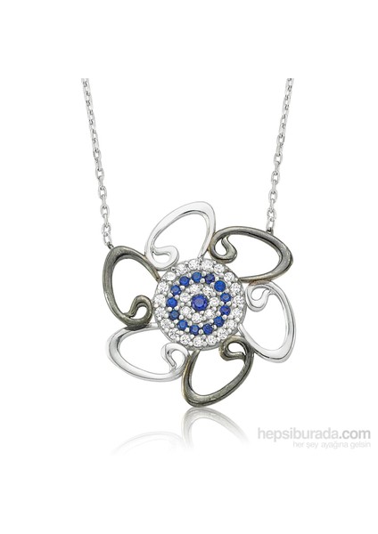 Bayan Lili Gümüş Nazarlı Vav Kolye