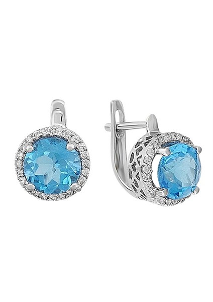 Pırlanta ve Mavi Topaz Taşlı Küpe 0407E0020