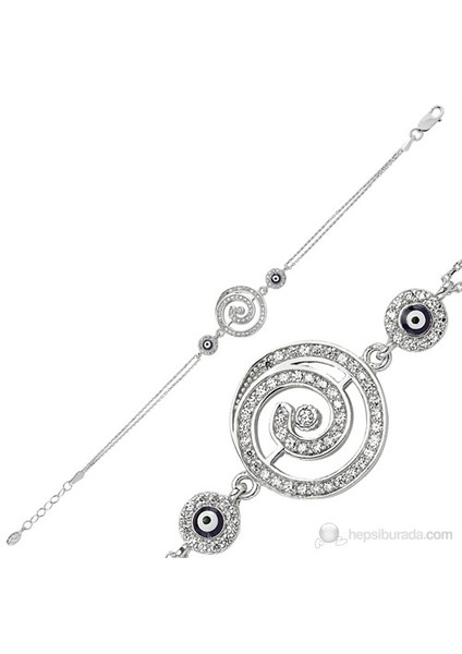 Gumush 925 Nazar Boncuklu Girdap Bileklik | Br0460176