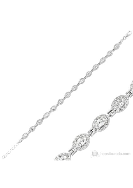 925 Gümüş Zirkon Taşlı Su Yolu Bileklik Br0460202