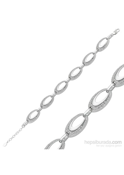 Gumush 925 Ayar Gümüş Oval Bileklik